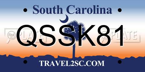 QSSK81 South Carolina License Plate