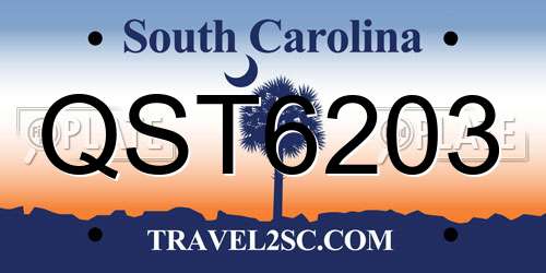 QST6203 South Carolina License Plate