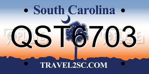 QST6703 South Carolina License Plate
