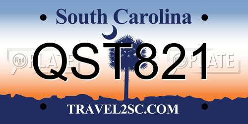 QST821 South Carolina License Plate