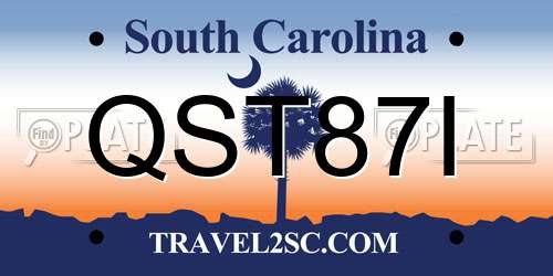 QST87I South Carolina License Plate