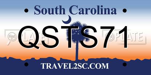 QSTS71 South Carolina License Plate
