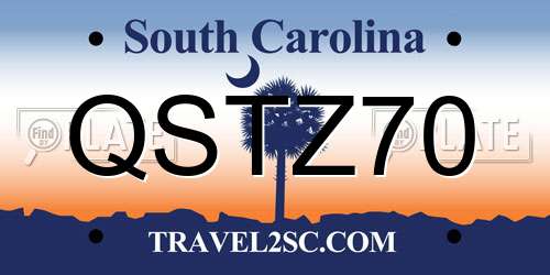 QSTZ70 South Carolina License Plate