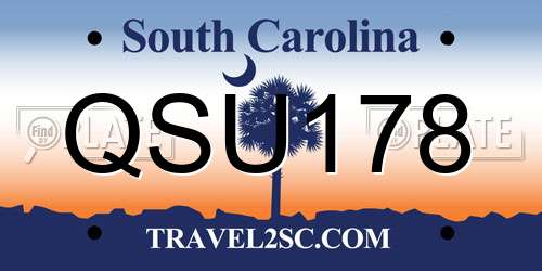 QSU178 South Carolina License Plate