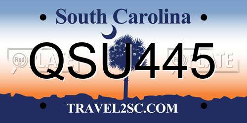 QSU445 South Carolina License Plate