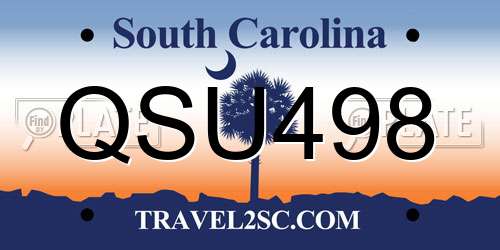 QSU498 South Carolina License Plate