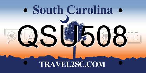 QSU508 South Carolina License Plate