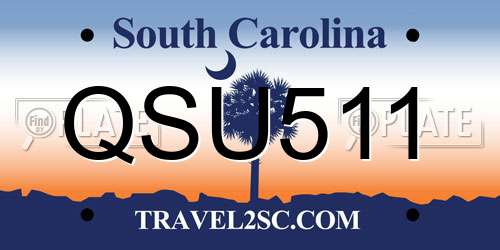 QSU511 South Carolina License Plate