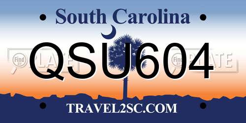 QSU604 South Carolina License Plate