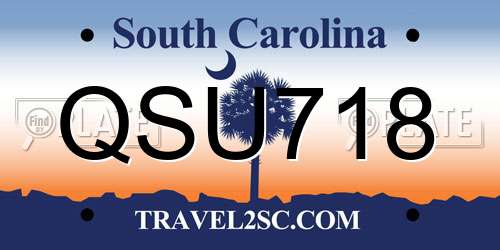 QSU718 South Carolina License Plate