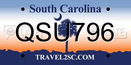 QSU796 South Carolina License Plate