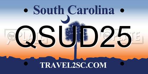 QSUD25 South Carolina License Plate