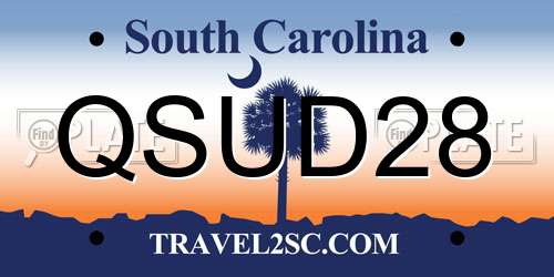 QSUD28 South Carolina License Plate