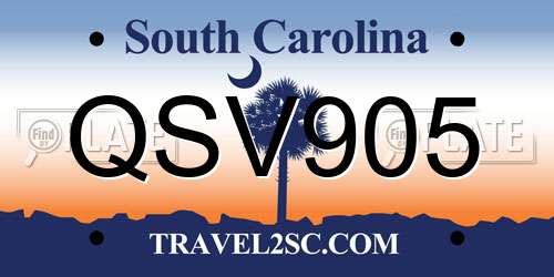 QSV905 South Carolina License Plate