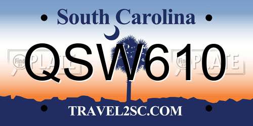 QSW610 South Carolina License Plate