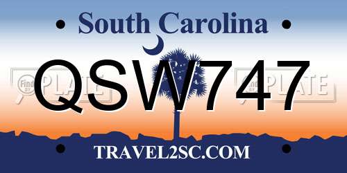 QSW747 South Carolina License Plate