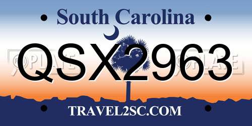 QSX2963 South Carolina License Plate