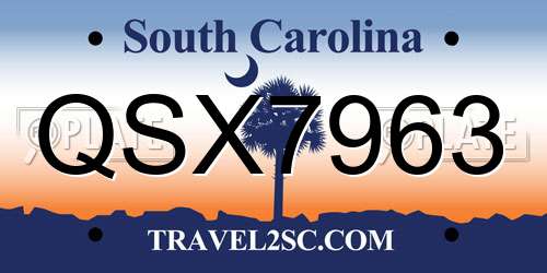 QSX7963 South Carolina License Plate