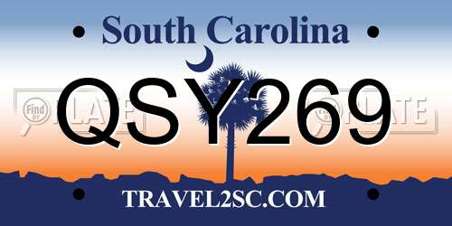 QSY269 South Carolina License Plate