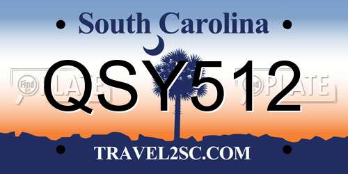 QSY512 South Carolina License Plate