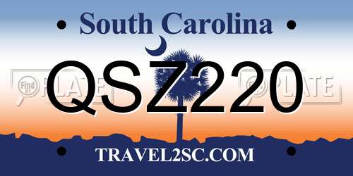 QSZ220 South Carolina License Plate