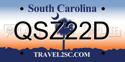 QSZ22D South Carolina License Plate
