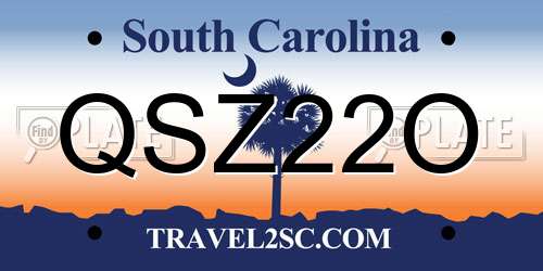 QSZ22O South Carolina License Plate