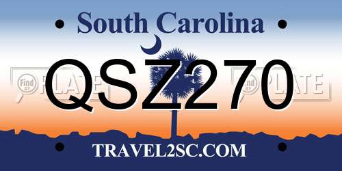 QSZ270 South Carolina License Plate