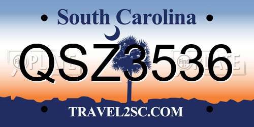 QSZ3536 South Carolina License Plate