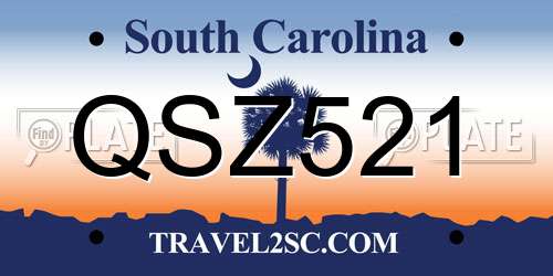 QSZ521 South Carolina License Plate