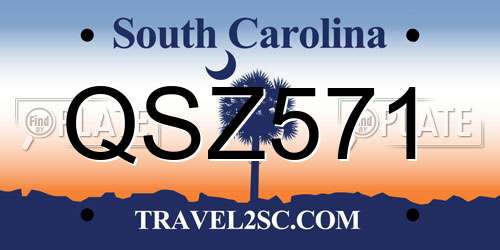 QSZ571 South Carolina License Plate