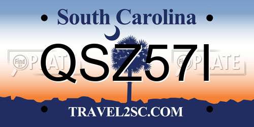 QSZ57I South Carolina License Plate