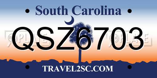 QSZ6703 South Carolina License Plate