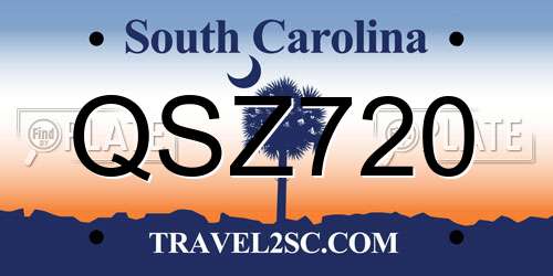 QSZ720 South Carolina License Plate
