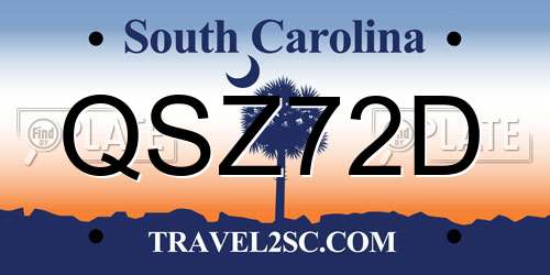 QSZ72D South Carolina License Plate