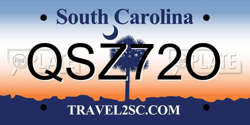 QSZ72O South Carolina License Plate