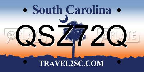 QSZ72Q South Carolina License Plate