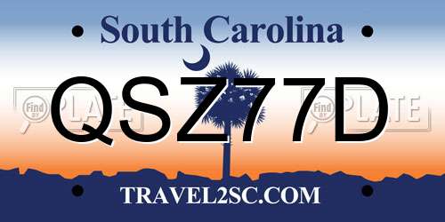 QSZ77D South Carolina License Plate