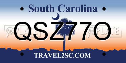 QSZ77O South Carolina License Plate