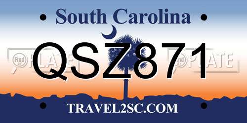QSZ871 South Carolina License Plate