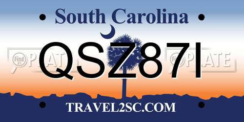 QSZ87I South Carolina License Plate