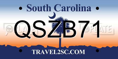 QSZB71 South Carolina License Plate