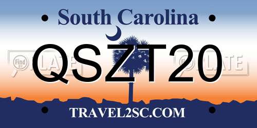 QSZT20 South Carolina License Plate