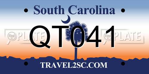 QT041 South Carolina License Plate