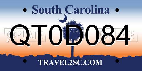 QT0D084 South Carolina License Plate