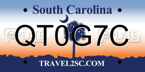 QT0G7C South Carolina License Plate