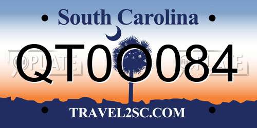 QT0O084 South Carolina License Plate
