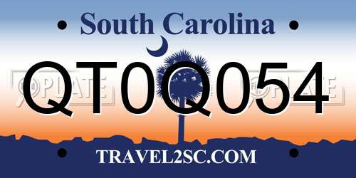 QT0Q054 South Carolina License Plate