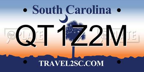 QT1Z2M South Carolina License Plate