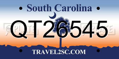 QT26545 South Carolina License Plate